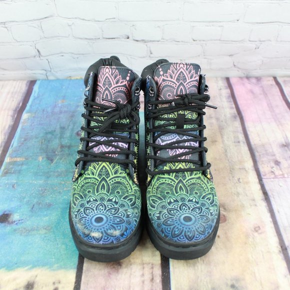 Hi-Top Black Unicorn Ankle Boots Size 7 - Picture 5 of 9